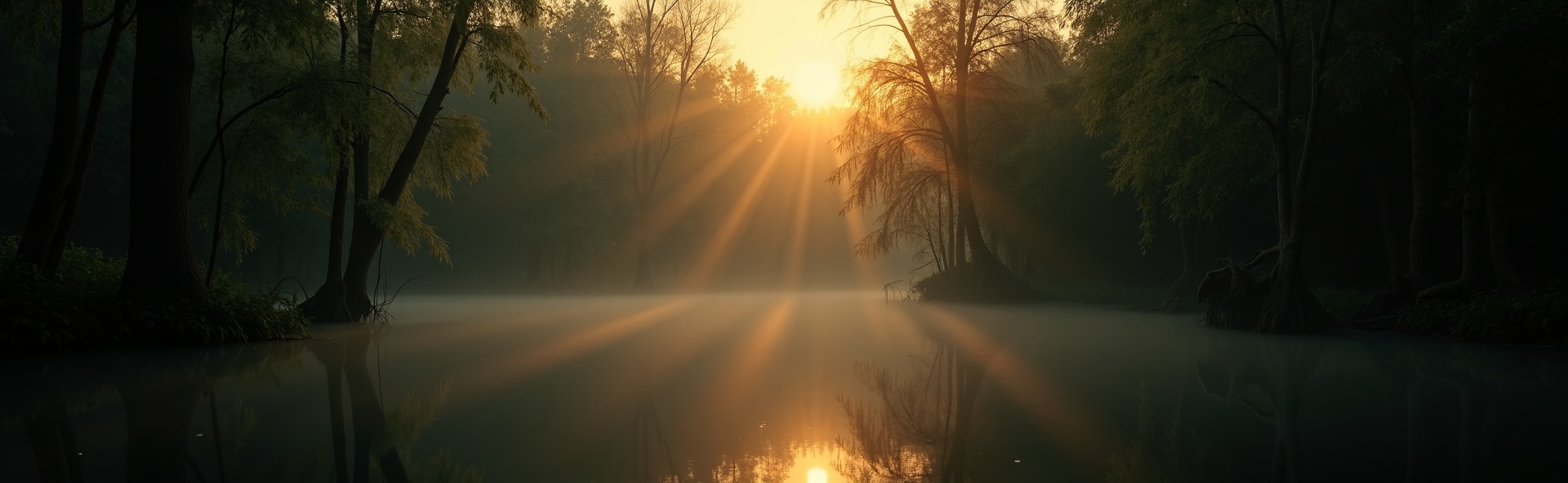 Stille bosvijver bij dageraad