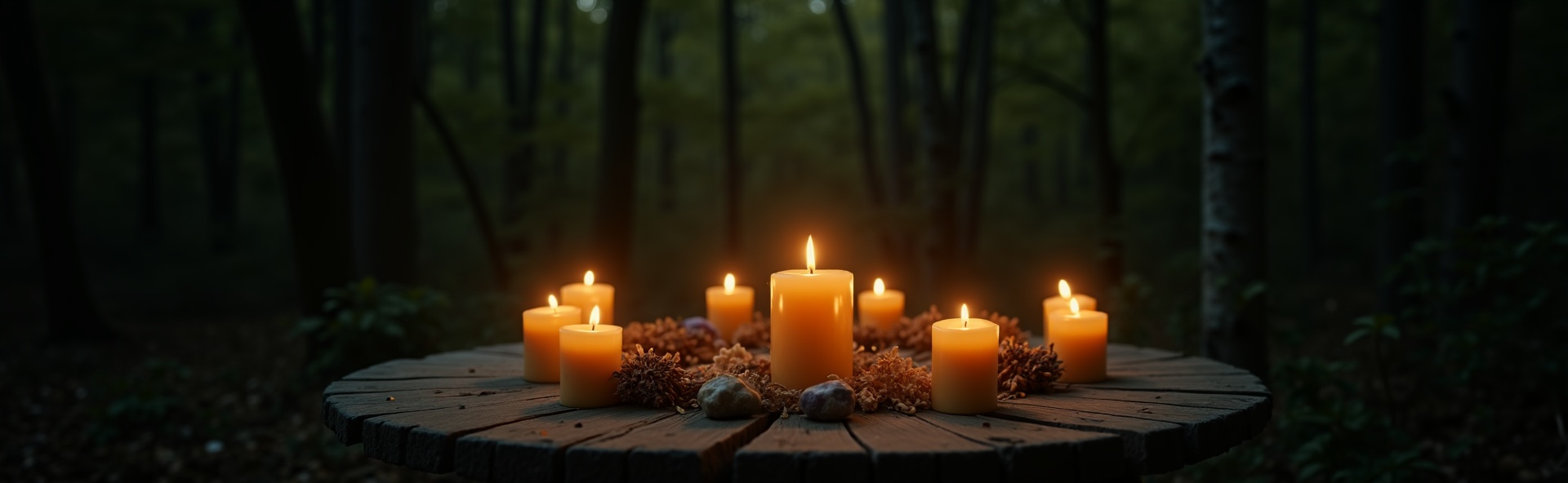 Kaarslicht altaar in schemering