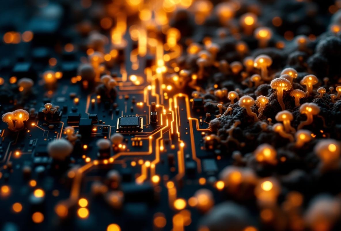 Circuitpatronen die overgaan in mycelium