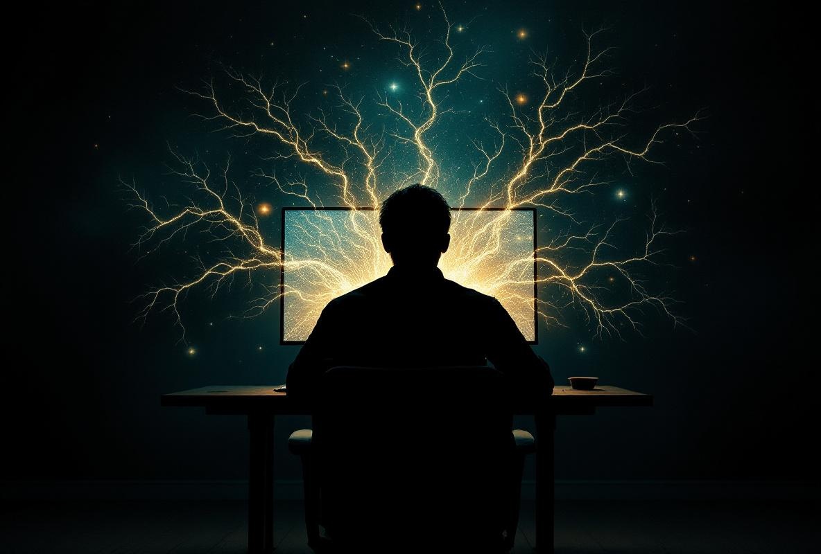 Silhouet achter scherm met organisch licht